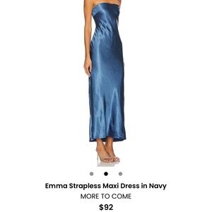REVOLVE Strapless Satin Dress in Blue